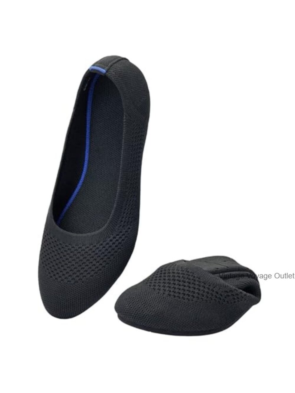 Women's Lightweight Knit Ballet Flats Slip On Round Toe Machine Washable Memory